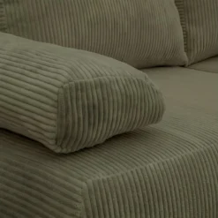 Canapé Convertible 3 Places Avec Coffre De Rangement En Velours Côtelé Vert Kaki - Laria -Promos Chesteris Boutique canape 13476301