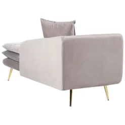 Chaise Longue Côté Gauche En Velours Beige Et Gris GONESSE -Promos Chesteris Boutique canape 13516421