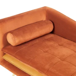 Chaise Longue Côté Gauche En Velours Orange Et Pieds Dorés GONESSE -Promos Chesteris Boutique canape 13529537