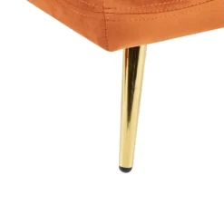 Chaise Longue Côté Gauche En Velours Orange Et Pieds Dorés GONESSE -Promos Chesteris Boutique canape 13529543