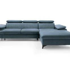 Canapé D'angle Droit Convertible En Velours Bleu Ciel SAMARA De Pascal Morabito 8 Canapé D'angle Droit Convertible En Velours Bleu Ciel SAMARA De Pascal Morabito -Promos Chesteris Boutique canape 13607643