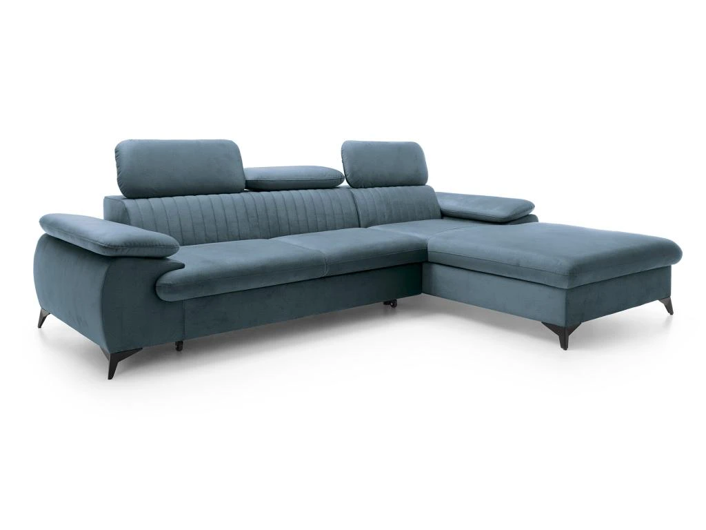 Canapé D'angle Droit Convertible En Velours Bleu Ciel SAMARA De Pascal Morabito 2 Canapé D'angle Droit Convertible En Velours Bleu Ciel SAMARA De Pascal Morabito – Image 2