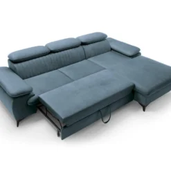 Canapé D'angle Droit Convertible En Velours Bleu Ciel SAMARA De Pascal Morabito 10 Canapé D'angle Droit Convertible En Velours Bleu Ciel SAMARA De Pascal Morabito -Promos Chesteris Boutique canape 13607647