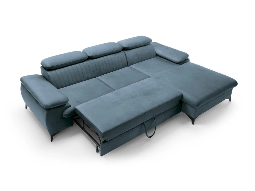 Canapé D'angle Droit Convertible En Velours Bleu Ciel SAMARA De Pascal Morabito 5 Canapé D'angle Droit Convertible En Velours Bleu Ciel SAMARA De Pascal Morabito – Image 5