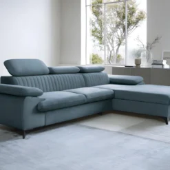 Canapé D'angle Droit Convertible En Velours Bleu Ciel SAMARA De Pascal Morabito 11 Canapé D'angle Droit Convertible En Velours Bleu Ciel SAMARA De Pascal Morabito -Promos Chesteris Boutique canape 13607653