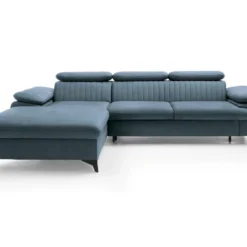 Canapé D'angle Gauche Convertible En Velours Bleu Ciel SAMARA De Pascal Morabito -Promos Chesteris Boutique canape 13607665