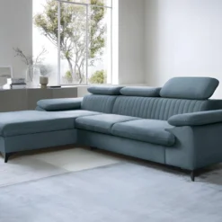 Canapé D'angle Gauche Convertible En Velours Bleu Ciel SAMARA De Pascal Morabito -Promos Chesteris Boutique canape 13607667