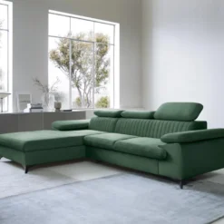 Canapé D'angle Gauche Convertible En Velours Vert SAMARA De Pascal Morabito