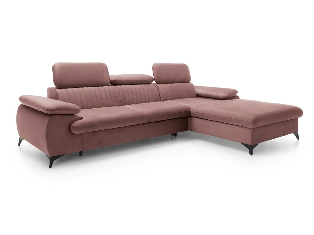 Canapé D'angle Droit Convertible En Velours Rose SAMARA De Pascal Morabito 2 Canapé D'angle Droit Convertible En Velours Rose SAMARA De Pascal Morabito – Image 2