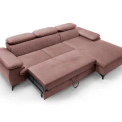 Canapé D'angle Droit Convertible En Velours Rose SAMARA De Pascal Morabito 9 Canapé D'angle Droit Convertible En Velours Rose SAMARA De Pascal Morabito -Promos Chesteris Boutique canape 13607737