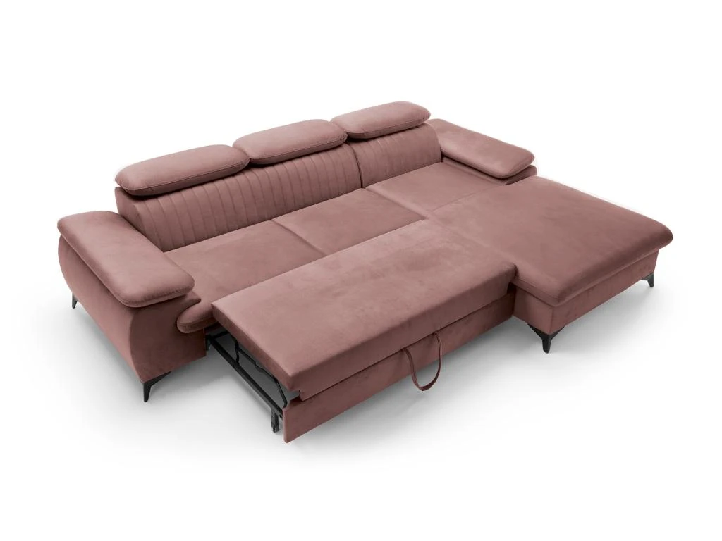 Canapé D'angle Droit Convertible En Velours Rose SAMARA De Pascal Morabito 4 Canapé D'angle Droit Convertible En Velours Rose SAMARA De Pascal Morabito – Image 4