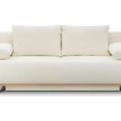 Canapé Convertible 3 Places Avec Coffre De Rangement En Tissu Bouclette écru - Laria