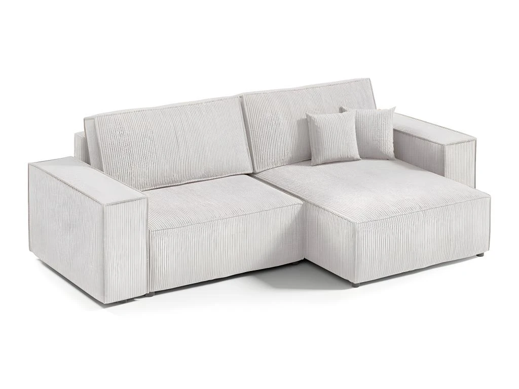 Canapé D'angle Réversible Et Convertible 3 Places Avec Coffre Isaac Mini Velours Côtelé Blanc Cassé 1 Canapé D'angle Réversible Et Convertible 3 Places Avec Coffre Isaac Mini Velours Côtelé Blanc Cassé