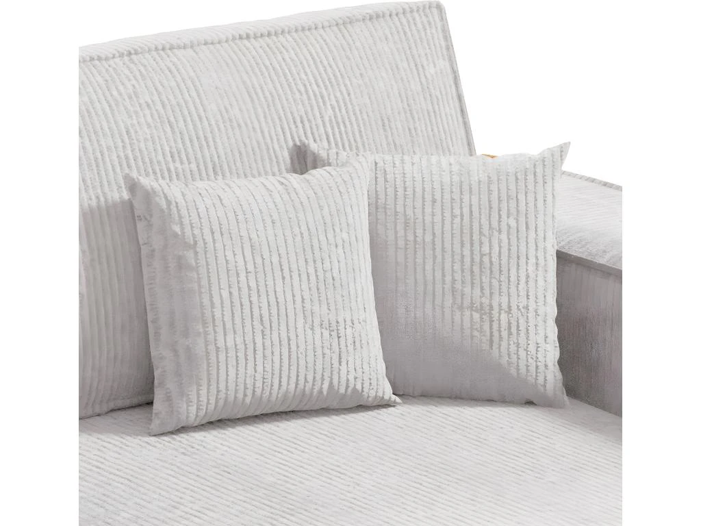 Canapé D'angle Réversible Et Convertible 3 Places Avec Coffre Isaac Mini Velours Côtelé Blanc Cassé 4 Canapé D'angle Réversible Et Convertible 3 Places Avec Coffre Isaac Mini Velours Côtelé Blanc Cassé – Image 4