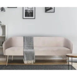 Promos Chesteris Boutique 3 Canapé 3 Places Goldman Velours Taupe Pieds Or