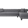 Canapé D'angle Capitonné Style Chesterfield Roosevelt Tissu Gris Foncé