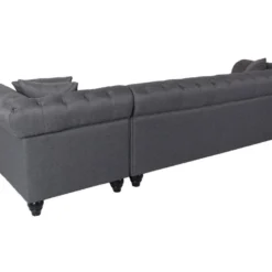 Canapé D'angle Capitonné Style Chesterfield Roosevelt Tissu Gris Foncé -Promos Chesteris Boutique canape 13689005