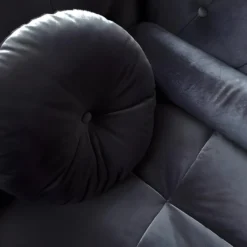 Canapé D'angle Brittish Velours Noir Style Chesterfield -Promos Chesteris Boutique canape 13689109