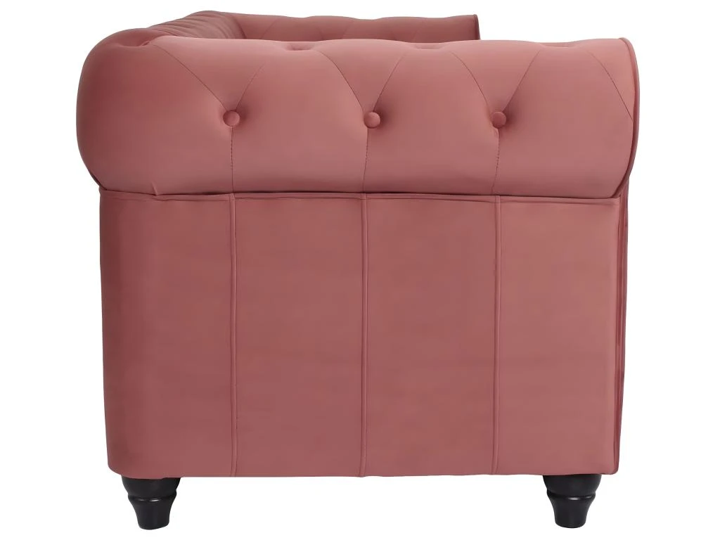 Grand Canapé 3 Places Chesterfield Velours Rose 3 Grand Canapé 3 Places Chesterfield Velours Rose – Image 3