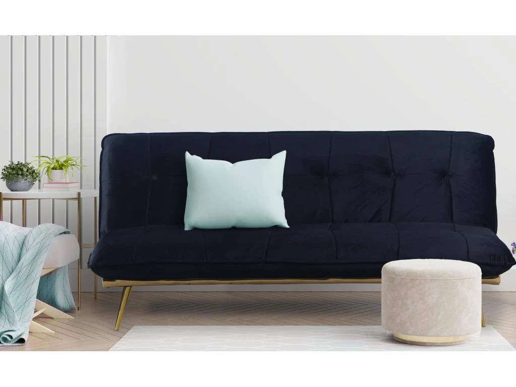 Canapé Convertible Clic-clac Fabrice Velours Noir 5 Canapé Convertible Clic-clac Fabrice Velours Noir – Image 5