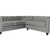 Canapé D'angle Capitonné Style Chesterfield Gustave Velours Argent