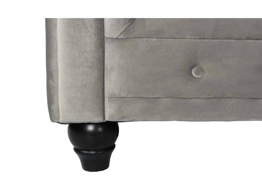 Canapé D'angle Capitonné Style Chesterfield Gustave Velours Argent 5 Canapé D'angle Capitonné Style Chesterfield Gustave Velours Argent – Image 5
