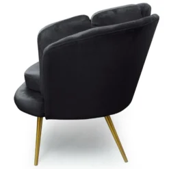 Canapé 2 Places Arrondi Brenda Velours Noir Pieds Or -Promos Chesteris Boutique canape 13689581