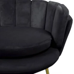 Canapé 2 Places Arrondi Brenda Velours Noir Pieds Or -Promos Chesteris Boutique canape 13689583