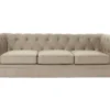 Grand Canapé 3 Places Chesterfield Velours Taupe