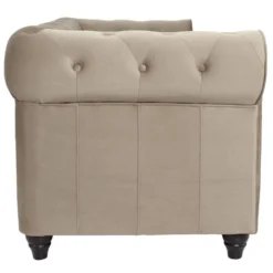 Grand Canapé 3 Places Chesterfield Velours Taupe -Promos Chesteris Boutique canape 13689835