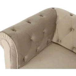 Grand Canapé 3 Places Chesterfield Velours Taupe -Promos Chesteris Boutique canape 13689839