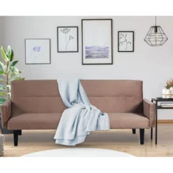 Canapé Convertible Clic-clac Roberto 3 Places Velours Taupe -Promos Chesteris Boutique canape 13690069