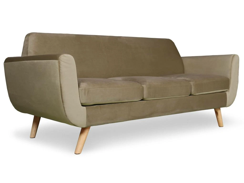 Canapé Scandinave 3 Places Danube Velours Taupe 2 Canapé Scandinave 3 Places Danube Velours Taupe – Image 2