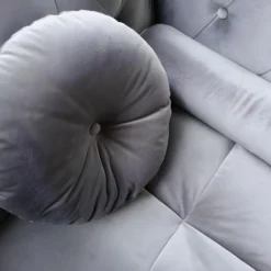 Canapé D'angle Brittish Velours Argent Style Chesterfield -Promos Chesteris Boutique canape 13690193