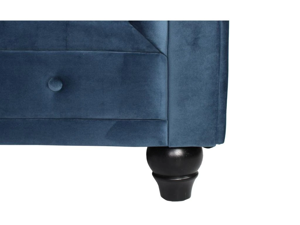 Canapé D'angle Capitonné Style Chesterfield Gustave Velours Bleu 5 Canapé D'angle Capitonné Style Chesterfield Gustave Velours Bleu – Image 5