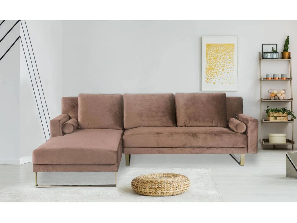 Canapé D'angle Convertible Nirvana Velours Taupe 4 Canapé D'angle Convertible Nirvana Velours Taupe – Image 4