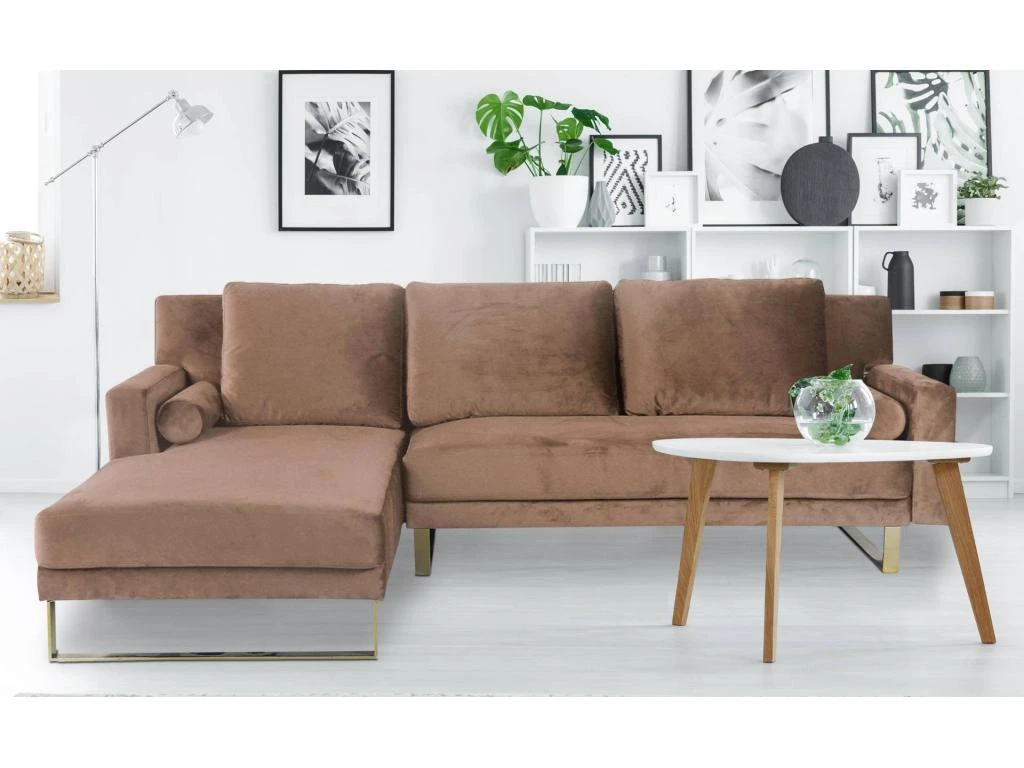 Canapé D'angle Convertible Nirvana Velours Taupe 5 Canapé D'angle Convertible Nirvana Velours Taupe – Image 5