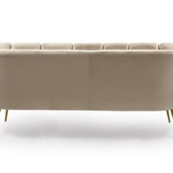 Canapé 3 Places Arrondi Brenda Velours Taupe Pieds Or -Promos Chesteris Boutique canape 13690887