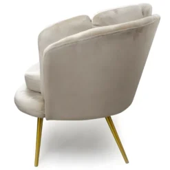 Canapé 3 Places Arrondi Brenda Velours Taupe Pieds Or -Promos Chesteris Boutique canape 13690889