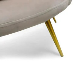 Canapé 3 Places Arrondi Brenda Velours Taupe Pieds Or -Promos Chesteris Boutique canape 13690891