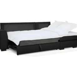 Canapé Angle Convertible Réversible 4 Places - Tissu Noir - HEXAGONE -Promos Chesteris Boutique canape 13921641