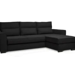 Canapé Angle Convertible Réversible 4 Places - Tissu Noir - HEXAGONE -Promos Chesteris Boutique canape 13921643