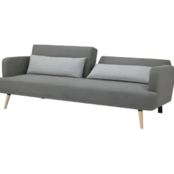 Clic Clac - Tissu Gris - Pieds Bois Naturel - SELENA -Promos Chesteris Boutique canape 13961707