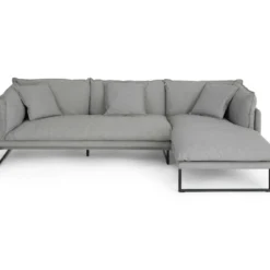 Canapé D'angle Droit En Tissu Gris Clair LESPI 8 Canapé D'angle Droit En Tissu Gris Clair LESPI -Promos Chesteris Boutique canape 14020681