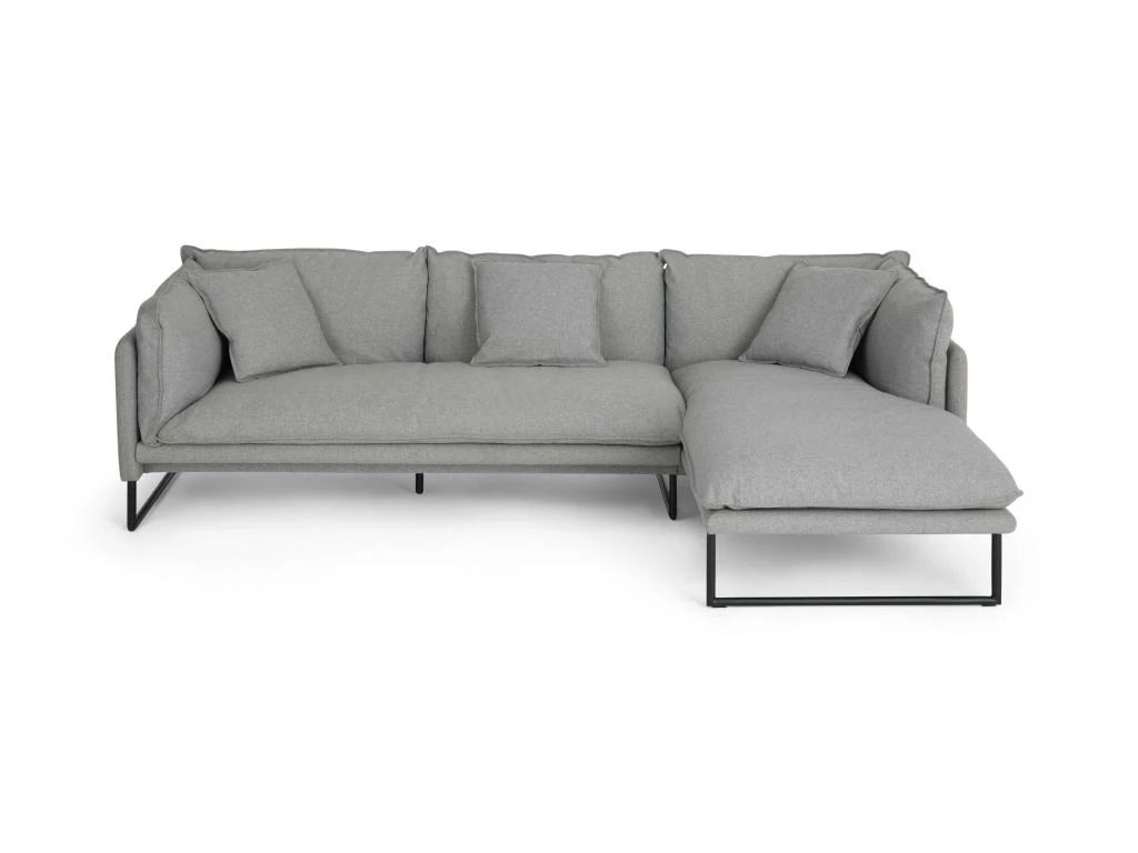 Canapé D'angle Droit En Tissu Gris Clair LESPI 3 Canapé D'angle Droit En Tissu Gris Clair LESPI – Image 3