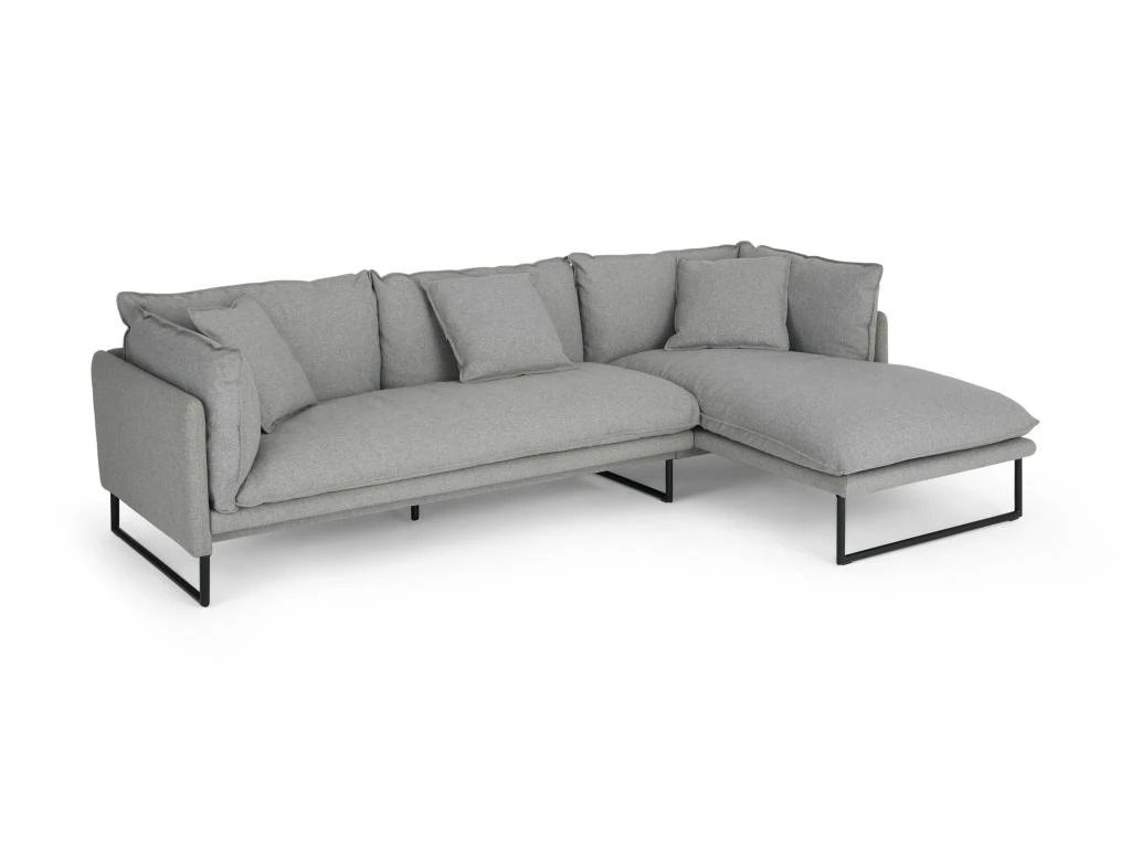 Canapé D'angle Droit En Tissu Gris Clair LESPI 2 Canapé D'angle Droit En Tissu Gris Clair LESPI – Image 2