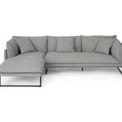 Canapé D'angle Gauche En Tissu Gris Clair LESPI -Promos Chesteris Boutique canape 14020701