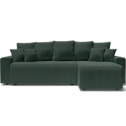 Canapé D'angle Réversible Convertible 4 Places En Velours Côtelé Vert Avec Coffre De Rangement - Lucia -Promos Chesteris Boutique canape 14122487