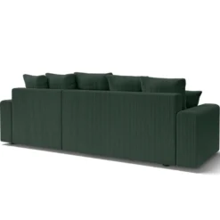 Canapé D'angle Réversible Convertible 4 Places En Velours Côtelé Vert Avec Coffre De Rangement - Lucia -Promos Chesteris Boutique canape 14122489