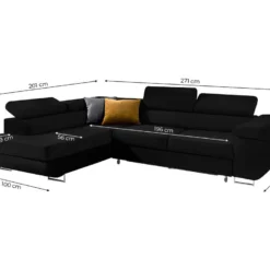 Canapé D'angle Convertible Gauche 4 Places Wilson Velours Noir -Promos Chesteris Boutique canape 14176901